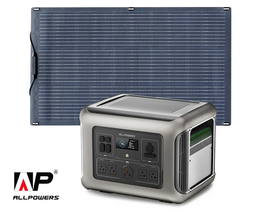 ALLPOWERS: Solar Generator Kit 2500W (R2500 + SF100 100W Flexible Solar Panel)